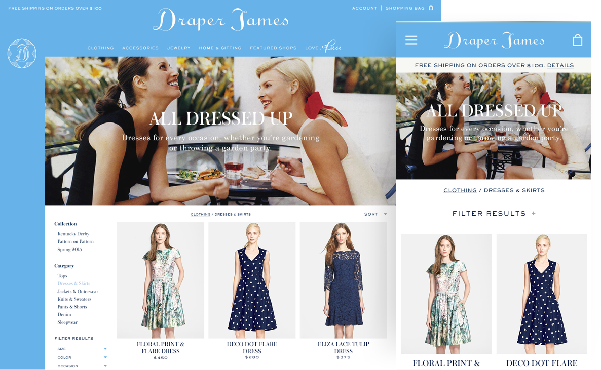 Draper James website Product Listings Page