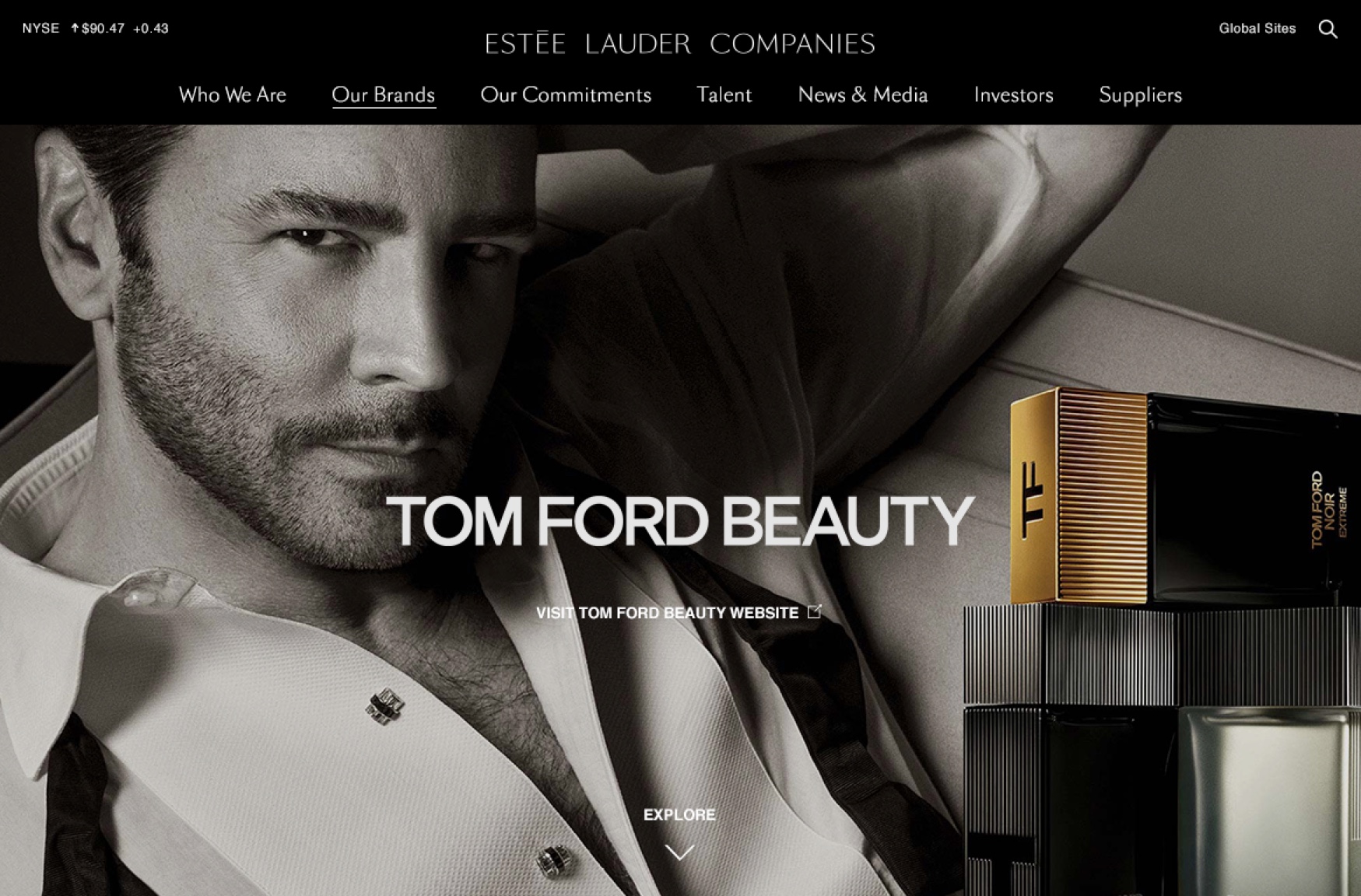 Estée Lauder Companies website brand page Tom Ford Beauty