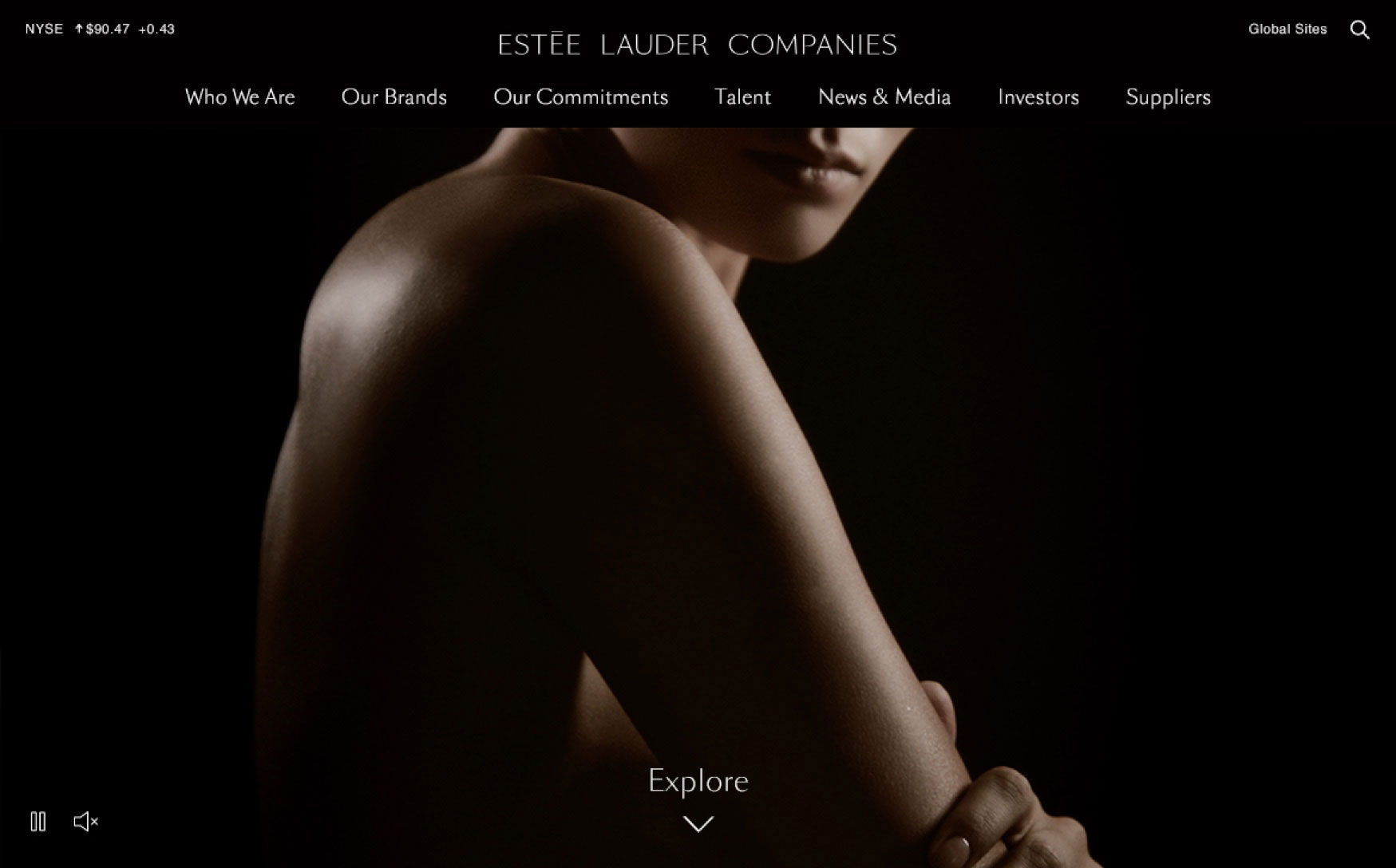 Estée Lauder Companies website homepage design